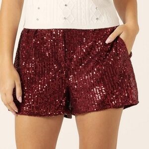 Bloom Girl Sparkle Sequins Party Shorts Pants Red L